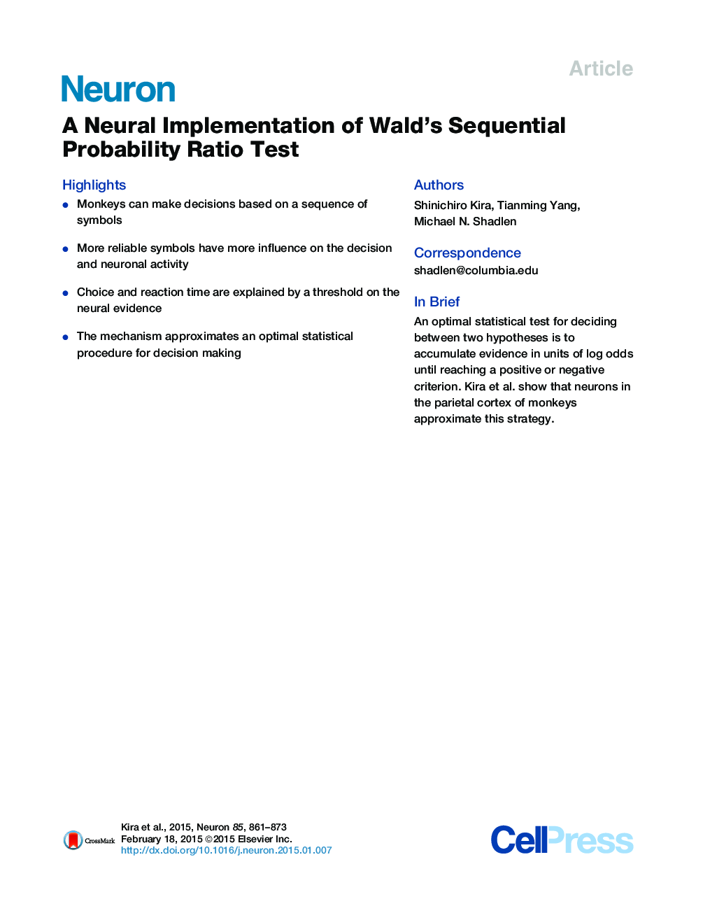 A Neural Implementation of Wald’s Sequential Probability Ratio Test