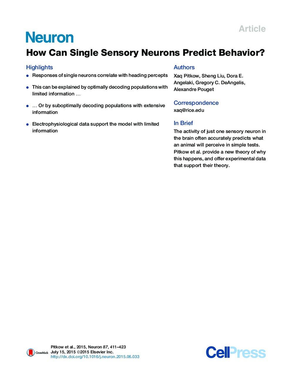 How Can Single Sensory Neurons Predict Behavior?