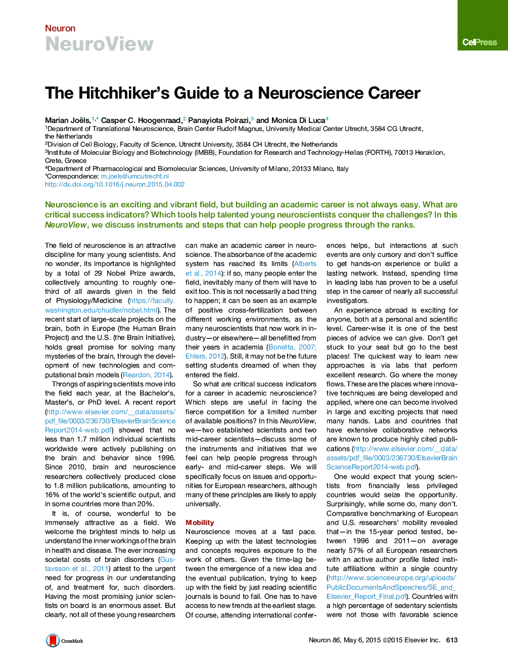 The Hitchhiker’s Guide to a Neuroscience Career