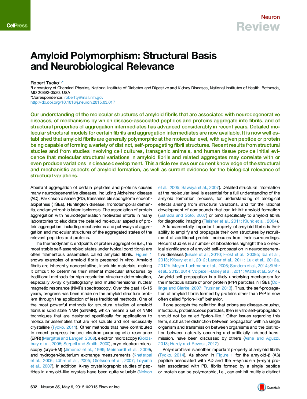 Amyloid Polymorphism: Structural Basis and Neurobiological Relevance