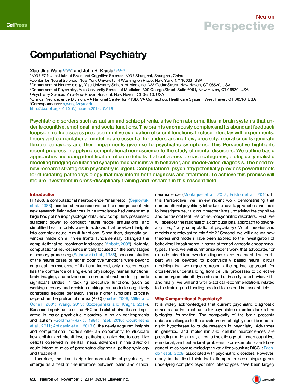 Computational Psychiatry