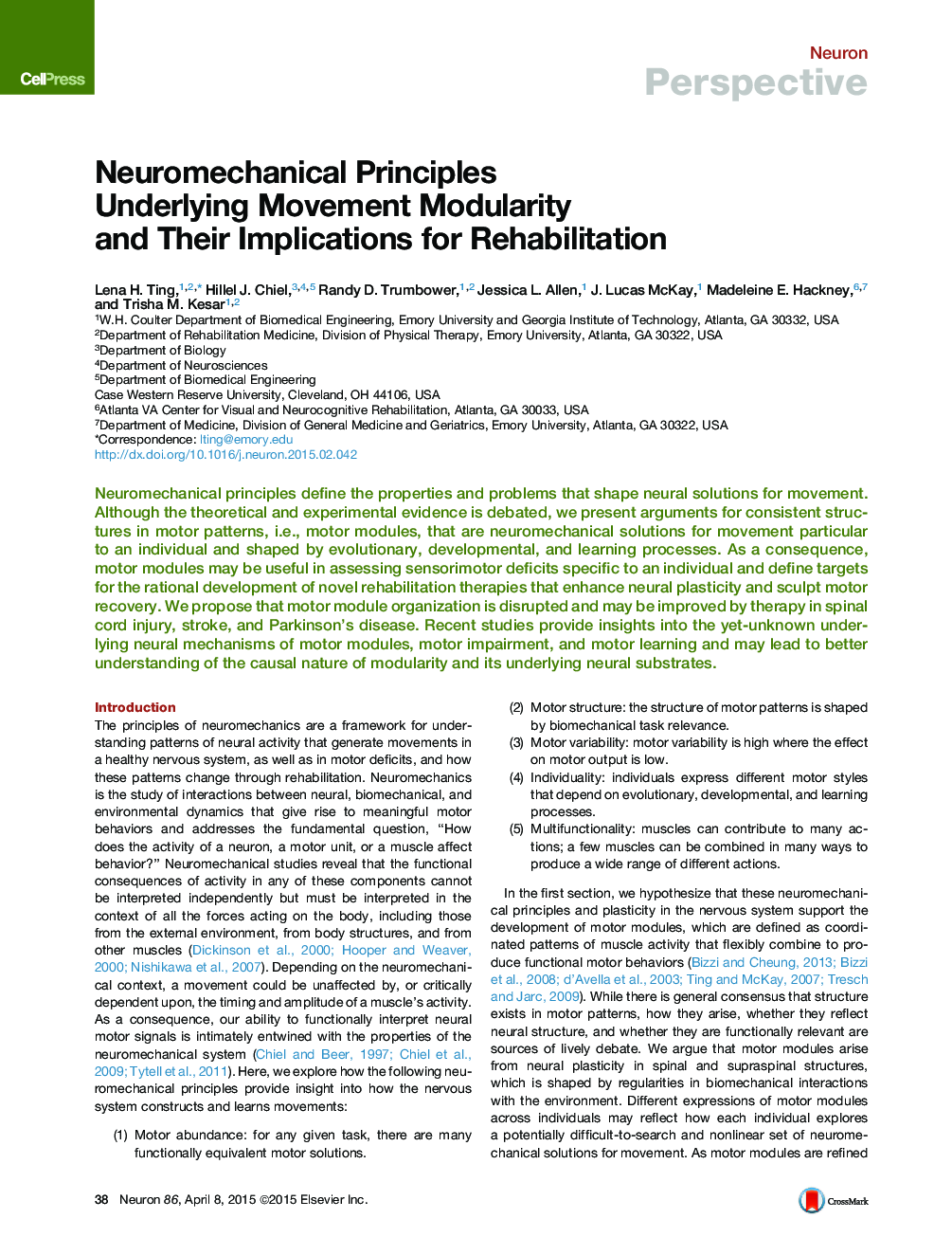 Neuromechanical Principles Underlying Movement Modularity and Their Implications for Rehabilitation