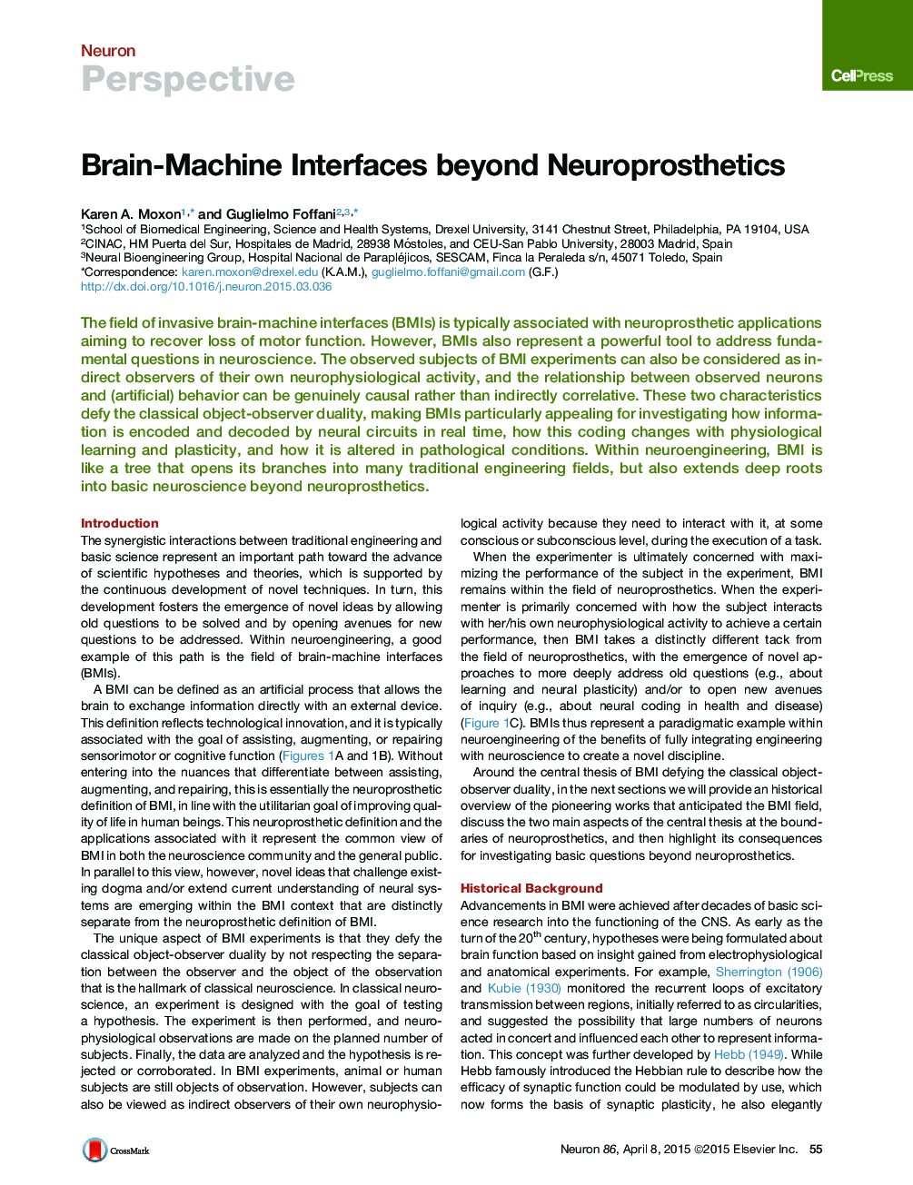 Brain-Machine Interfaces beyond Neuroprosthetics