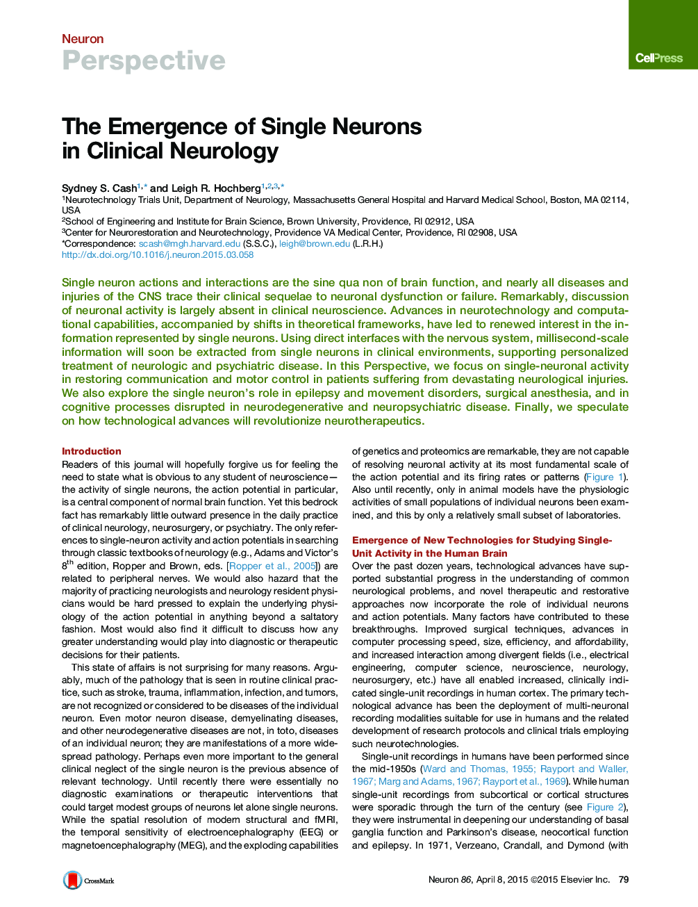 The Emergence of Single Neurons in Clinical Neurology