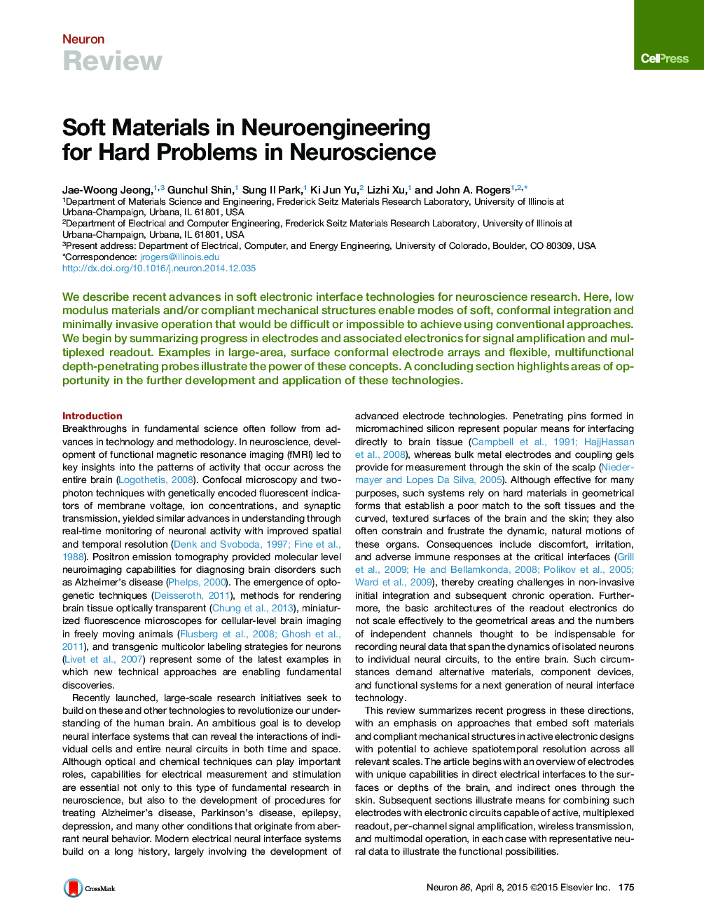 Soft Materials in Neuroengineering for Hard Problems in Neuroscience