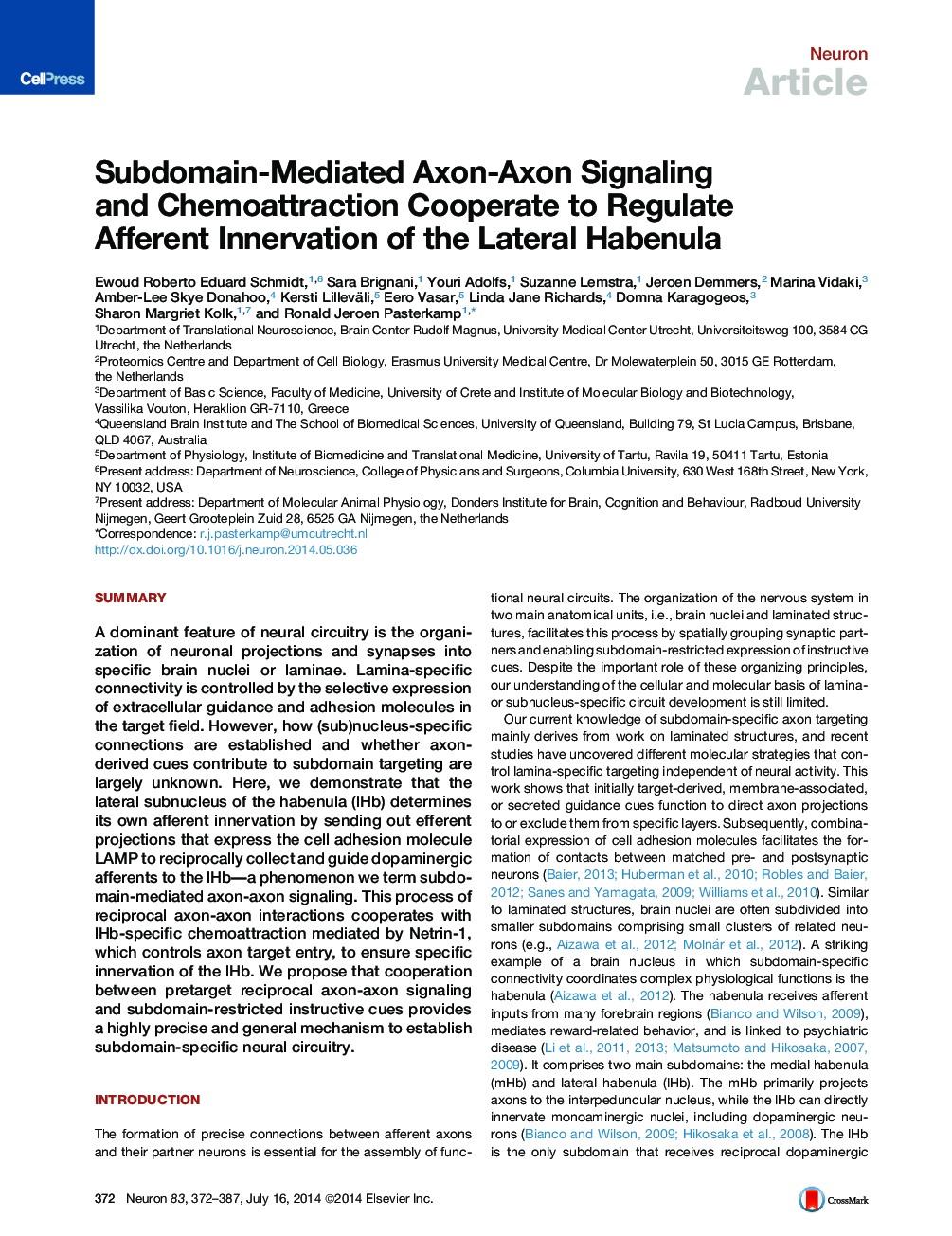 Subdomain-Mediated Axon-Axon Signaling and Chemoattraction Cooperate to Regulate Afferent Innervation of the Lateral Habenula