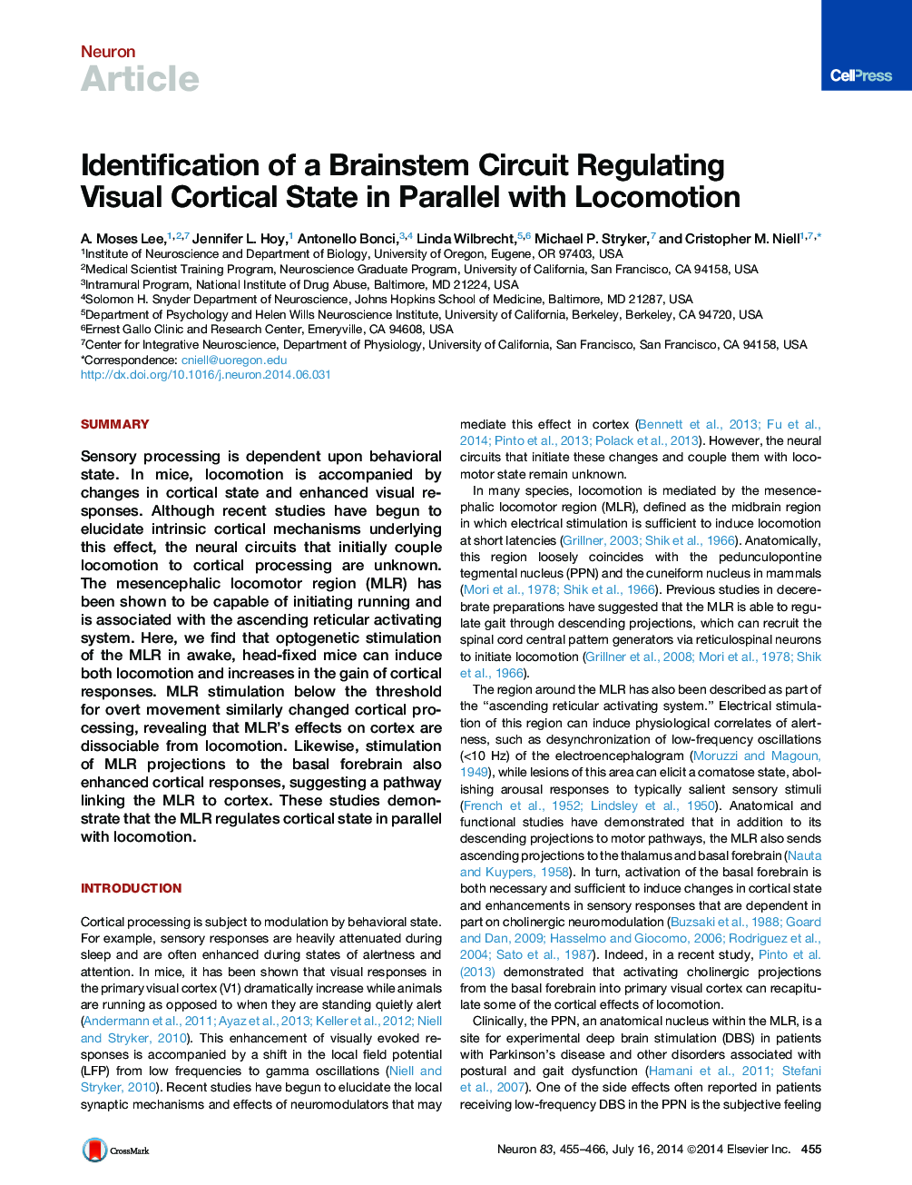 Identification of a Brainstem Circuit Regulating Visual Cortical State in Parallel with Locomotion