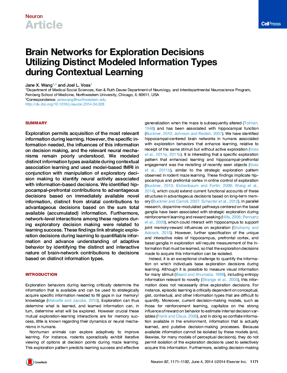 Brain Networks for Exploration Decisions Utilizing Distinct Modeled Information Types during Contextual Learning