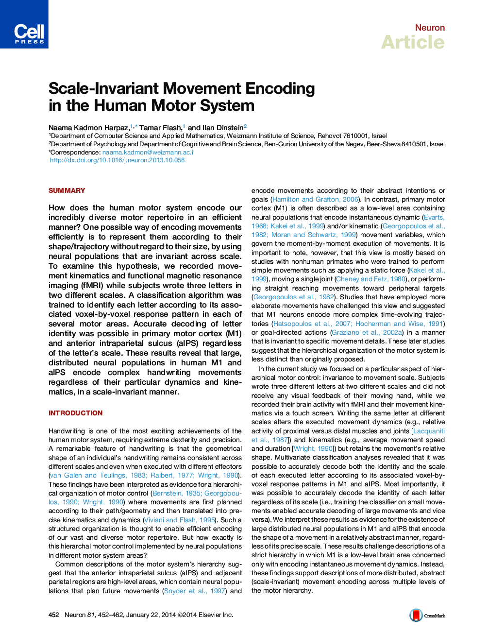 Scale-Invariant Movement Encoding in the Human Motor System