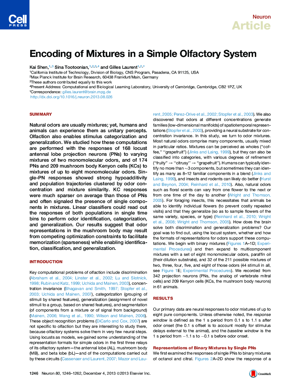 Encoding of Mixtures in a Simple Olfactory System