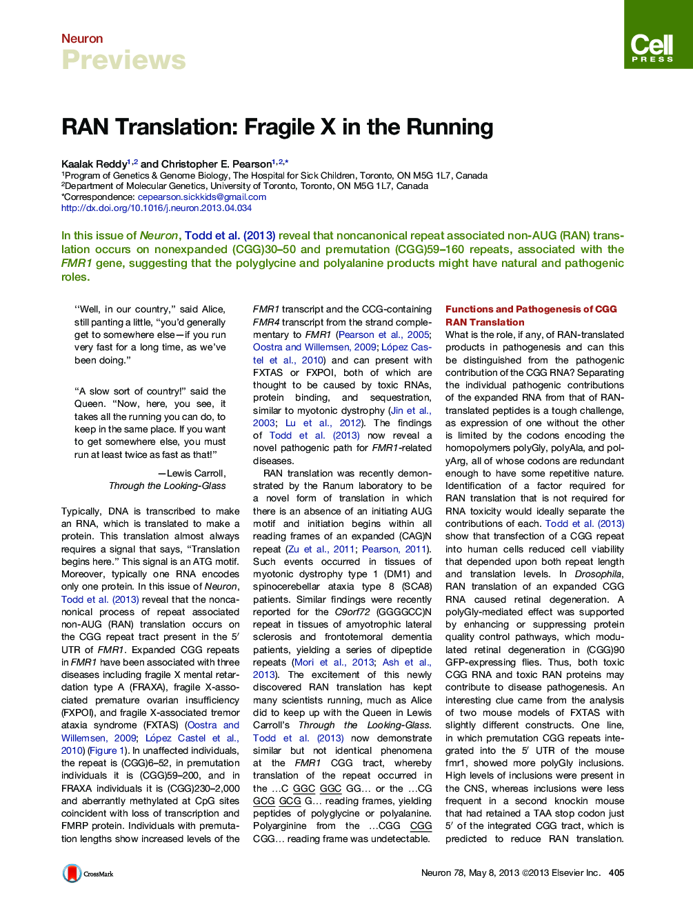RAN Translation: Fragile X in the Running