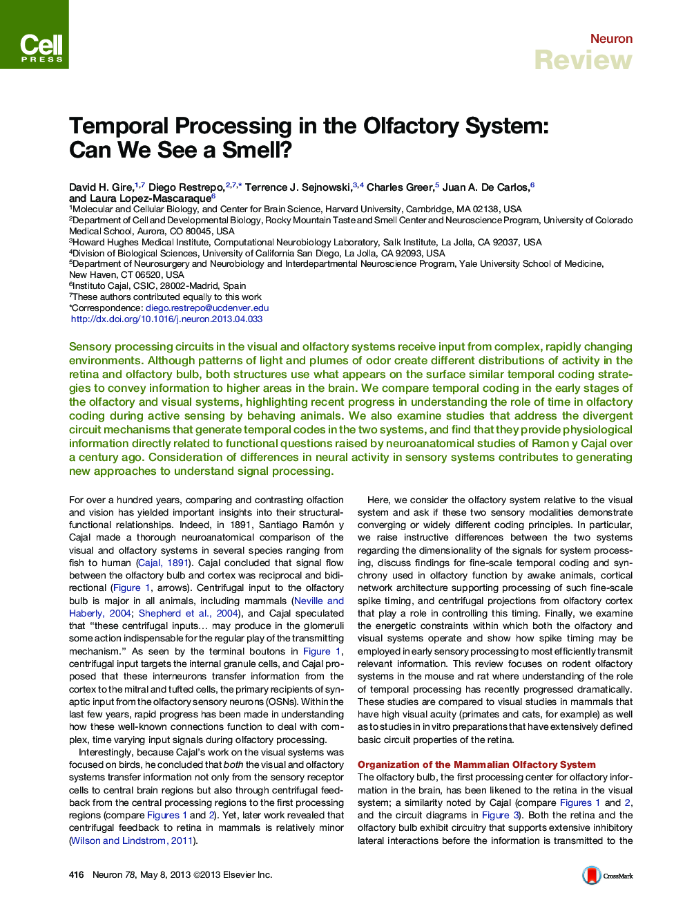 Temporal Processing in the Olfactory System: Can We See a Smell?