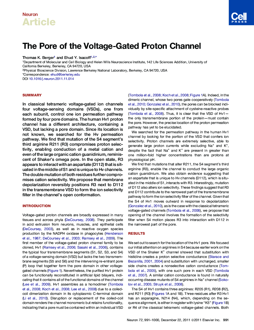 The Pore of the Voltage-Gated Proton Channel