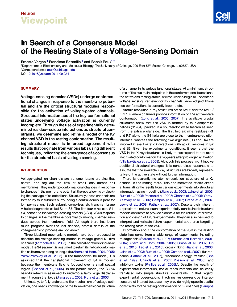 In Search of a Consensus Model of the Resting State of a Voltage-Sensing Domain