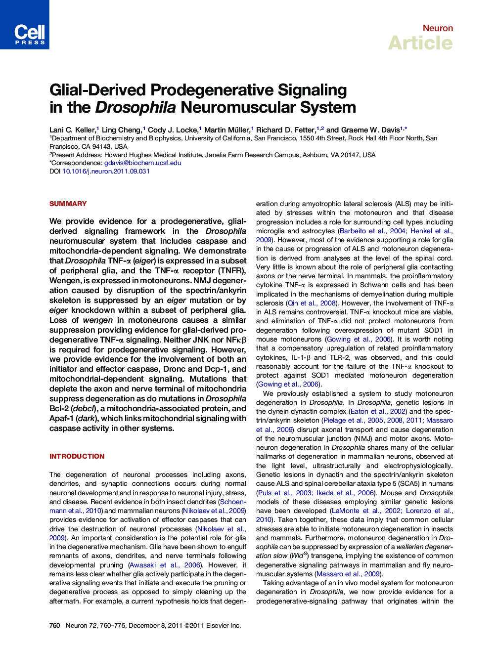 Glial-Derived Prodegenerative Signaling in the Drosophila Neuromuscular System