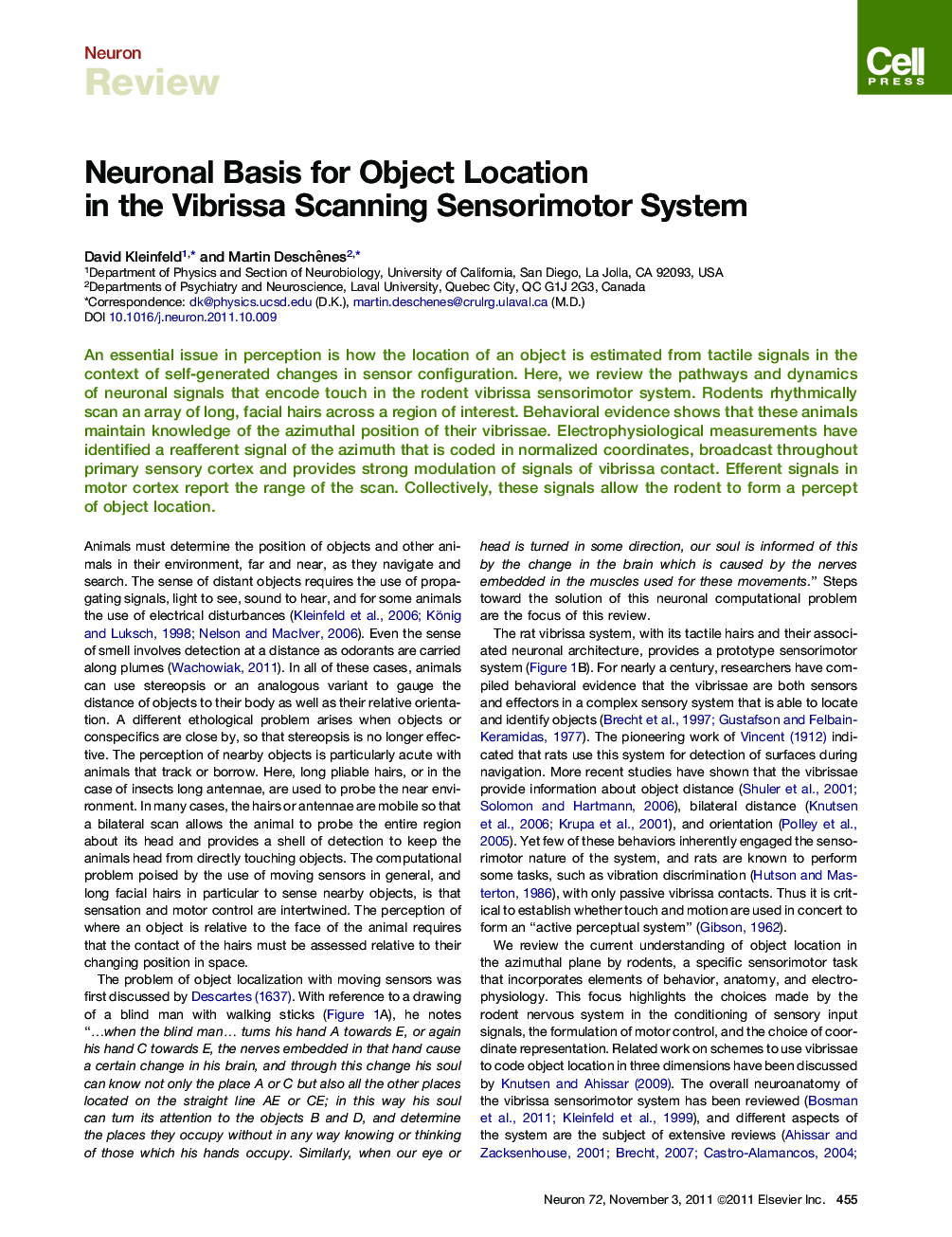 Neuronal Basis for Object Location in the Vibrissa Scanning Sensorimotor System