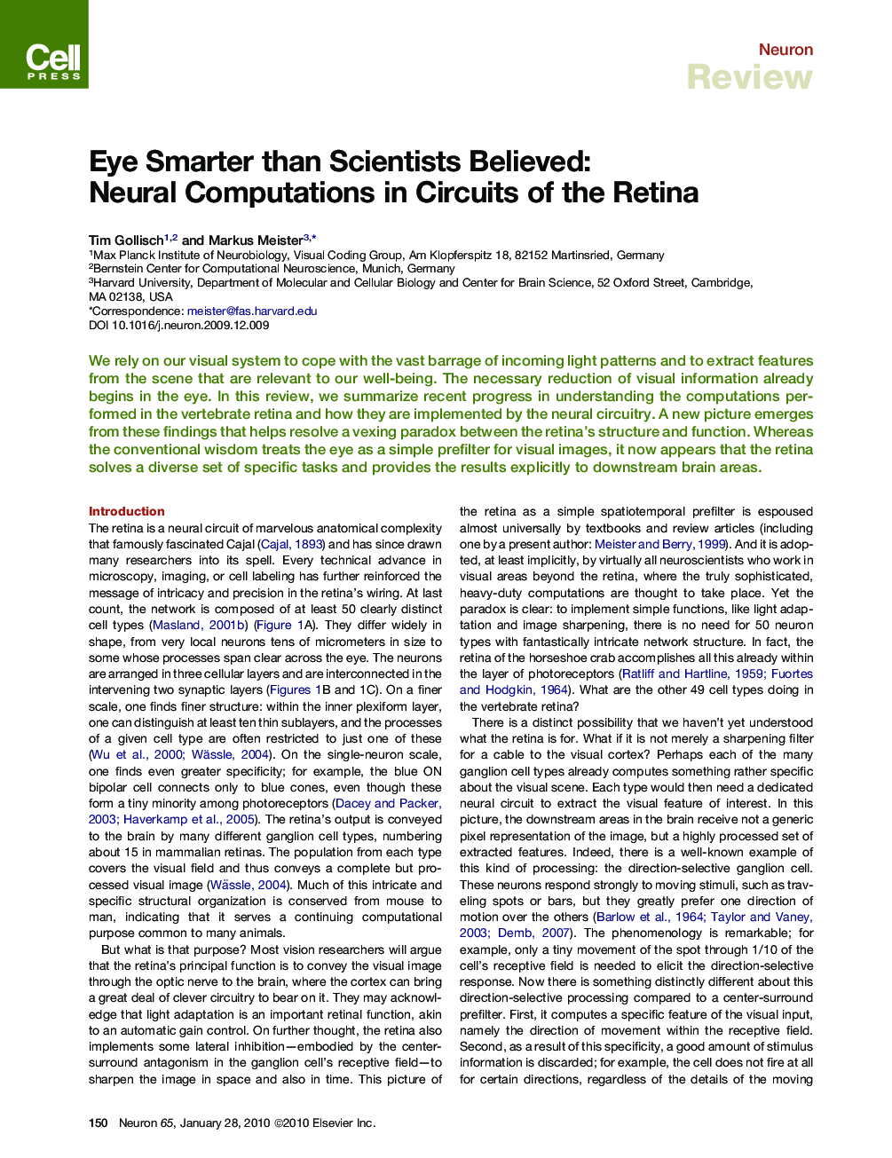 Eye Smarter than Scientists Believed: Neural Computations in Circuits of the Retina