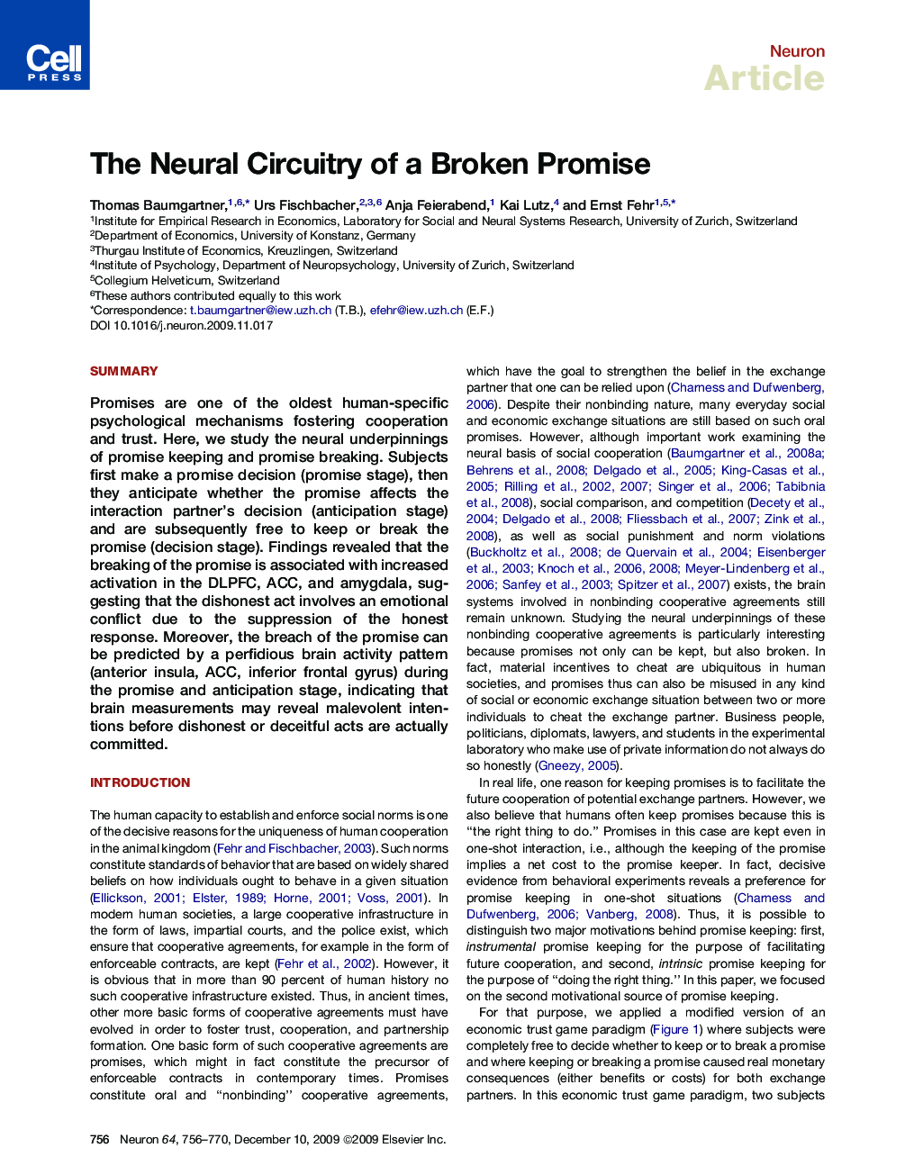 The Neural Circuitry of a Broken Promise