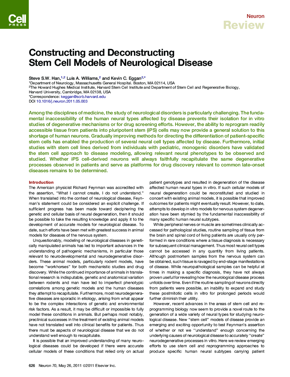 Constructing and Deconstructing Stem Cell Models of Neurological Disease
