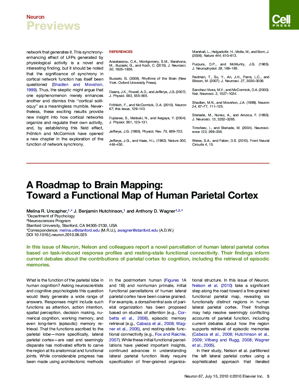 A Roadmap to Brain Mapping: Toward a Functional Map of Human Parietal Cortex