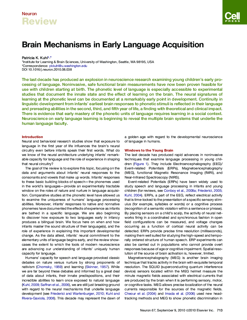 Brain Mechanisms in Early Language Acquisition