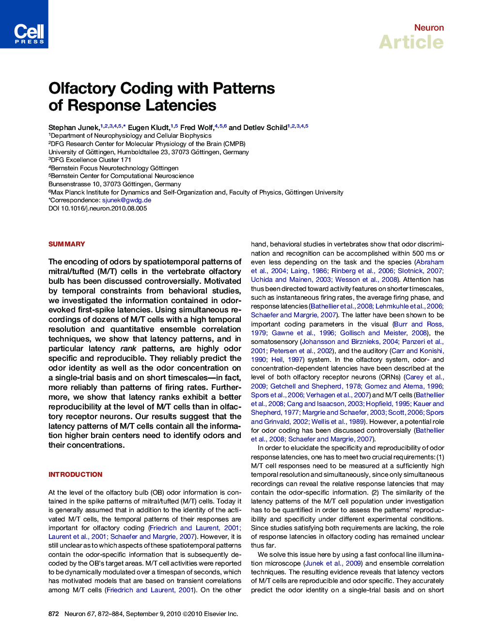 Olfactory Coding with Patterns of Response Latencies