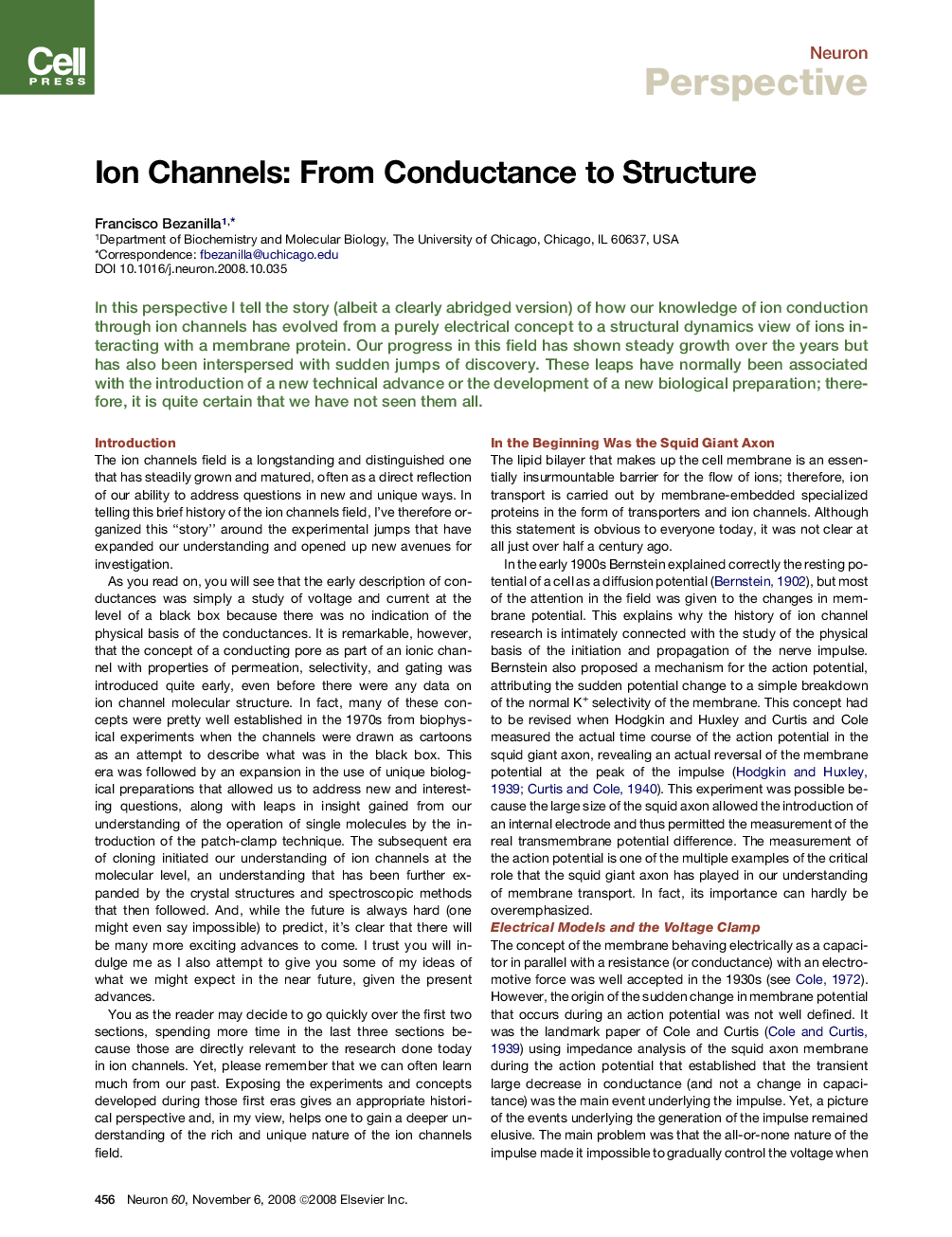 Ion Channels: From Conductance to Structure