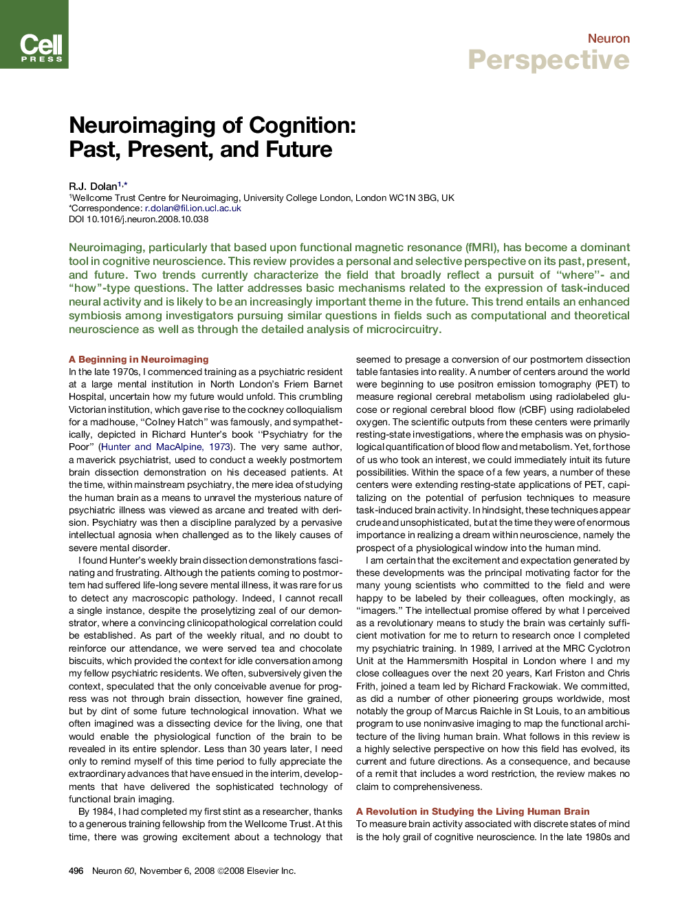 Neuroimaging of Cognition: Past, Present, and Future