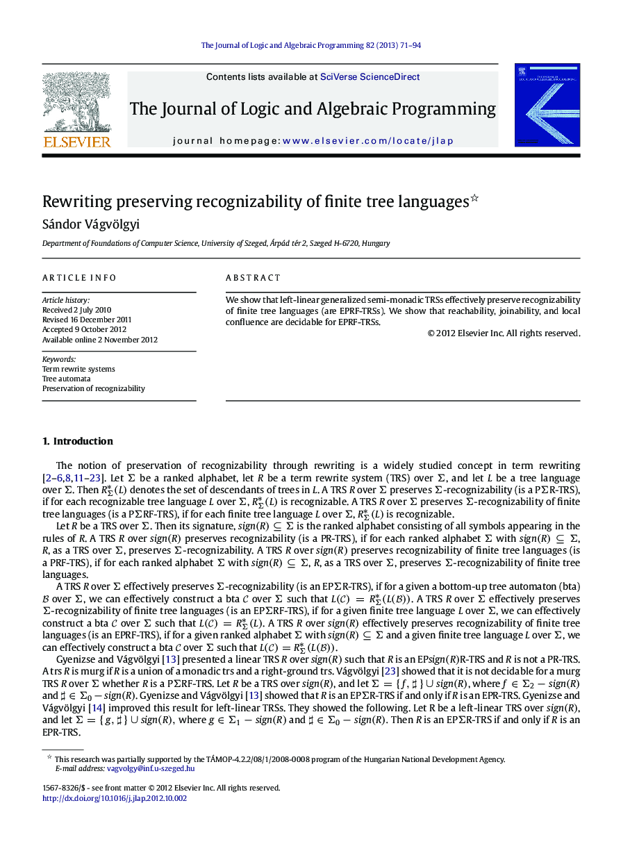 Rewriting preserving recognizability of finite tree languages 