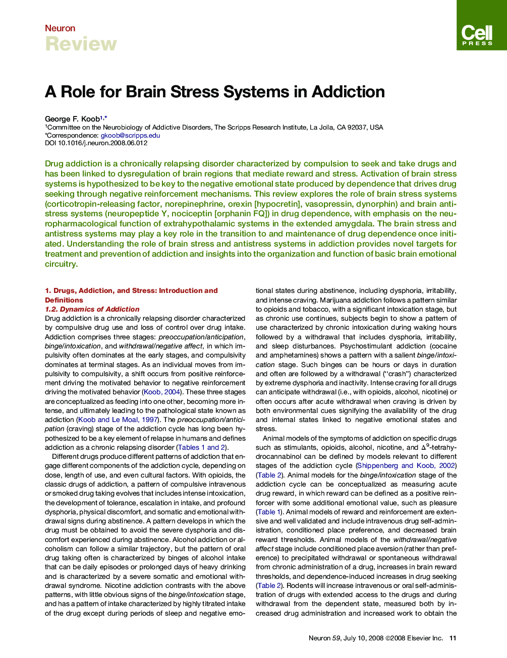 A Role for Brain Stress Systems in Addiction