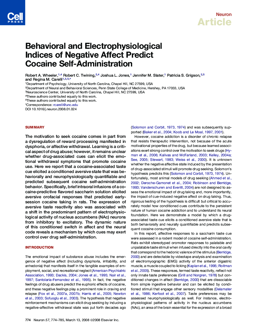 Behavioral and Electrophysiological Indices of Negative Affect Predict Cocaine Self-Administration