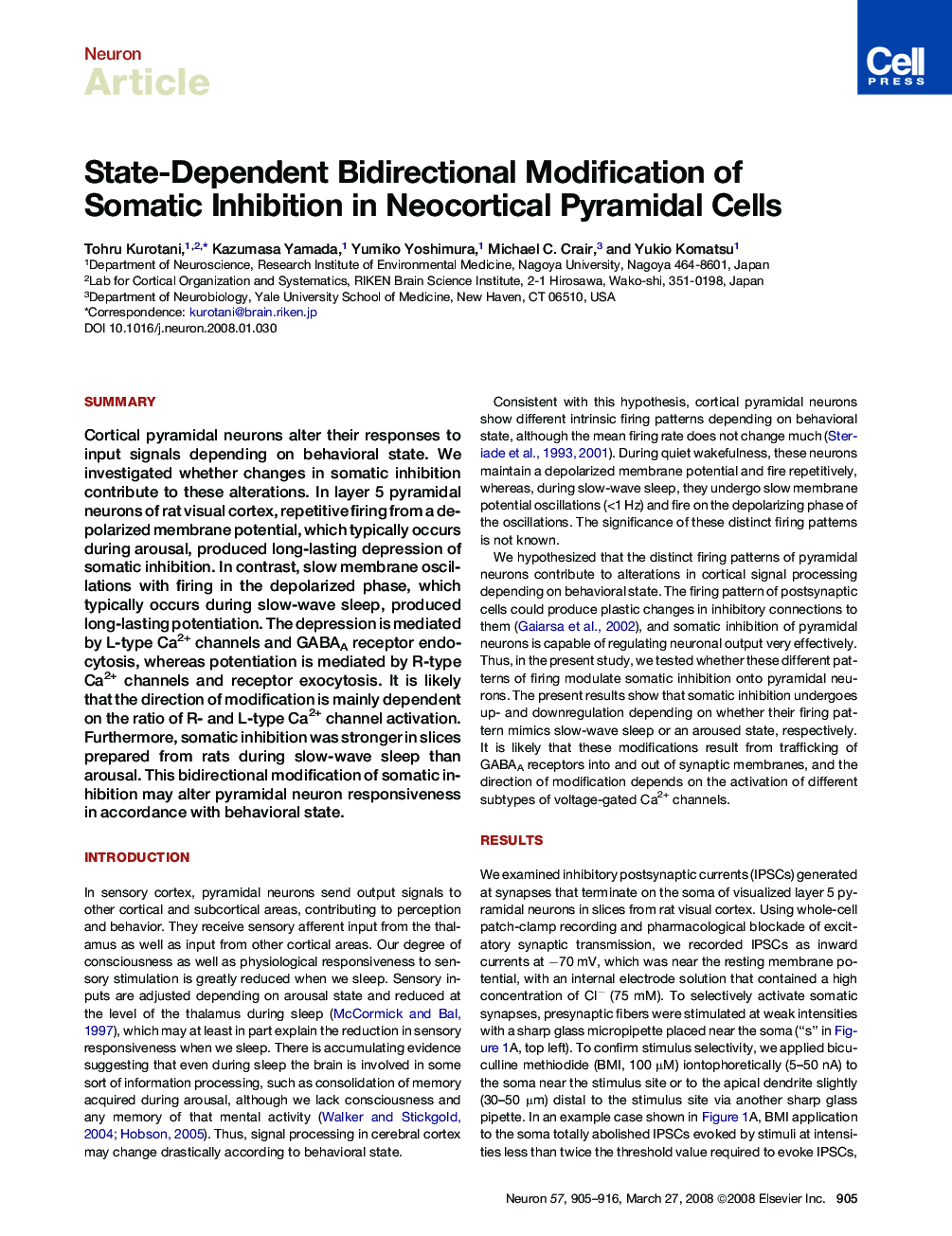 State-Dependent Bidirectional Modification of Somatic Inhibition in Neocortical Pyramidal Cells