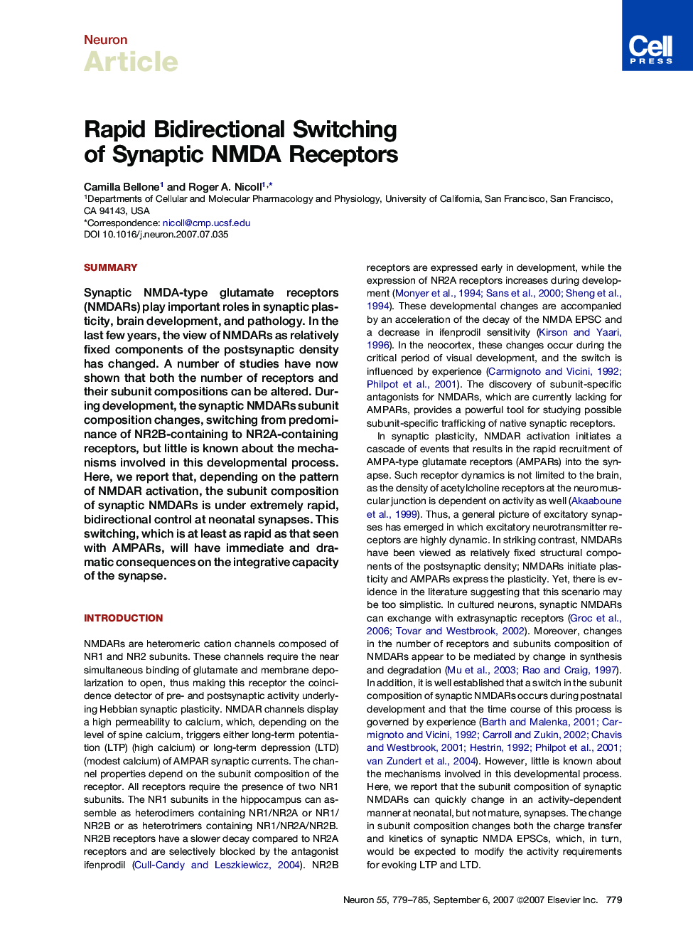 Rapid Bidirectional Switching of Synaptic NMDA Receptors