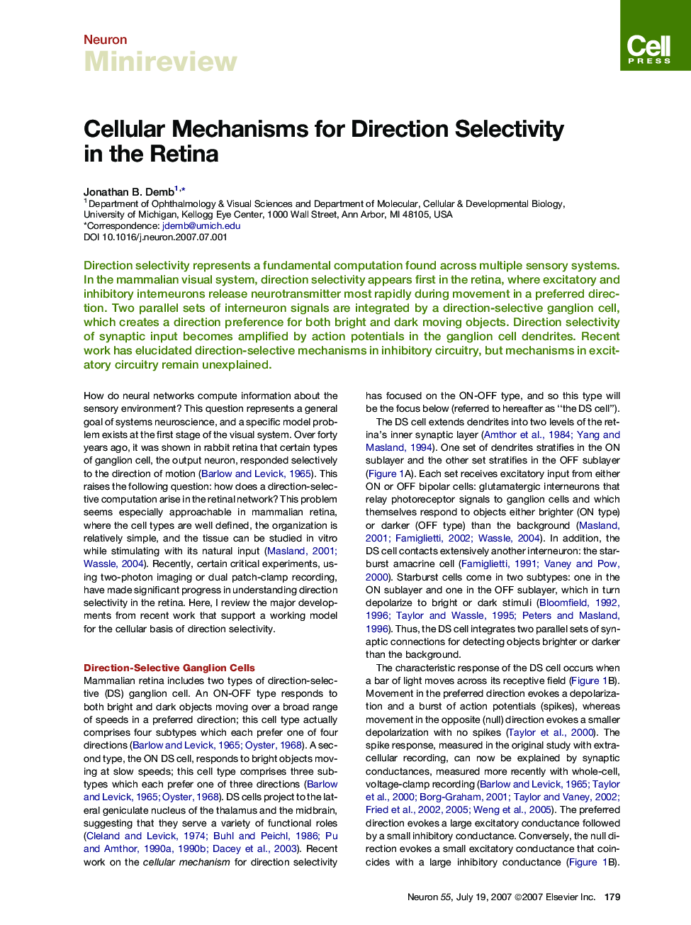 Cellular Mechanisms for Direction Selectivity in the Retina