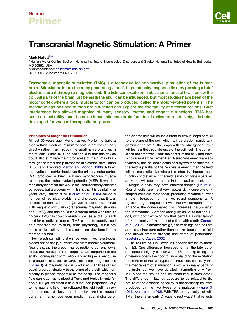 Transcranial Magnetic Stimulation: A Primer