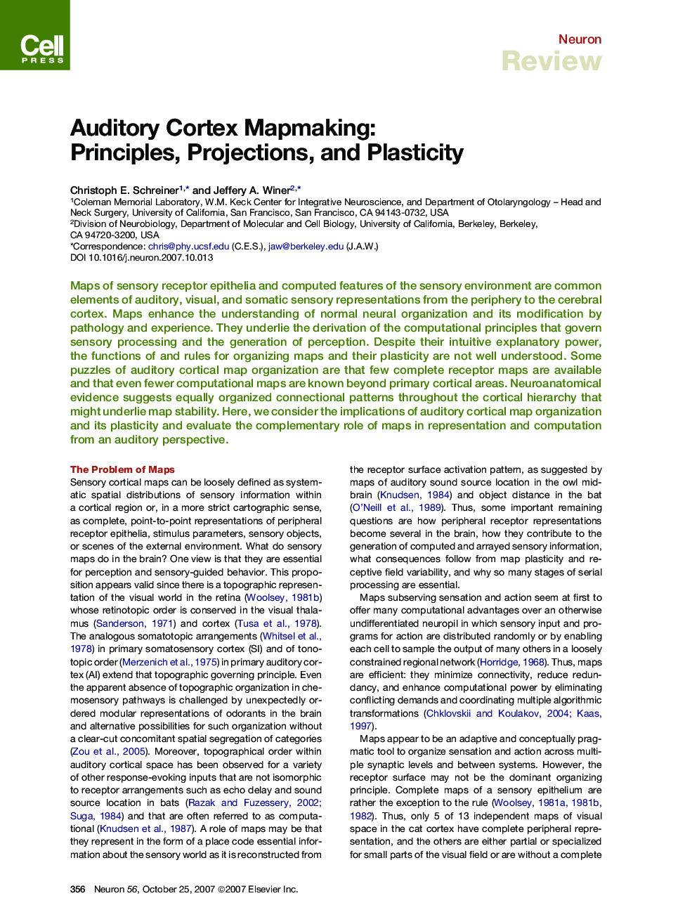 Auditory Cortex Mapmaking: Principles, Projections, and Plasticity