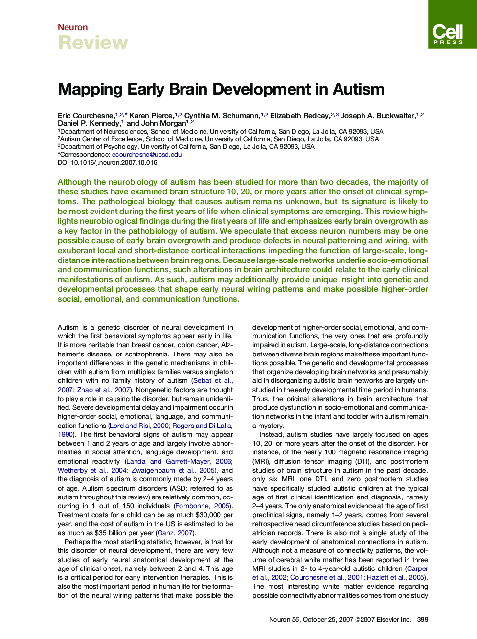 Mapping Early Brain Development in Autism