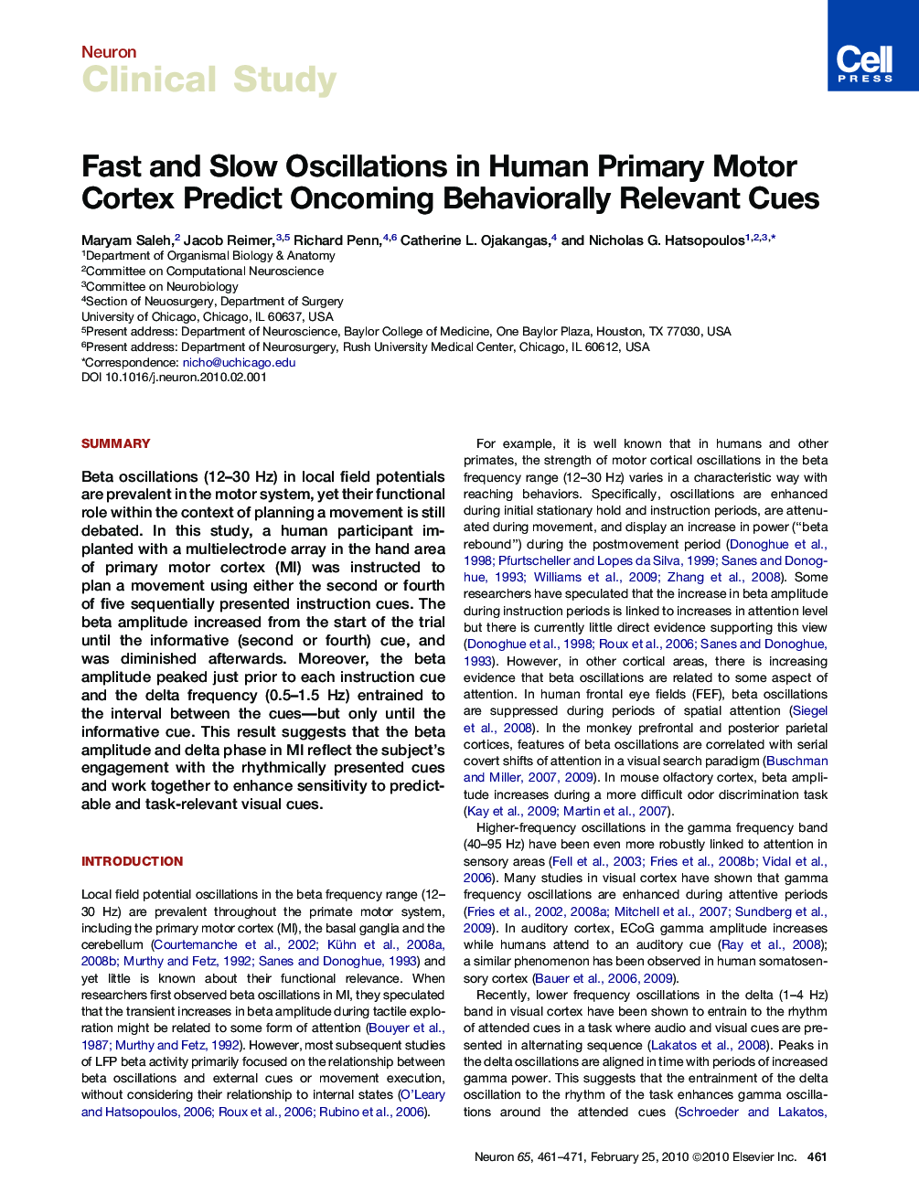 Fast and Slow Oscillations in Human Primary Motor Cortex Predict Oncoming Behaviorally Relevant Cues