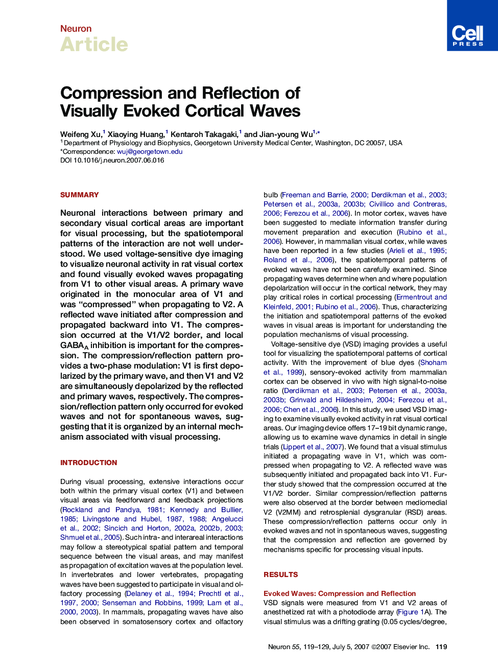 Compression and Reflection of Visually Evoked Cortical Waves