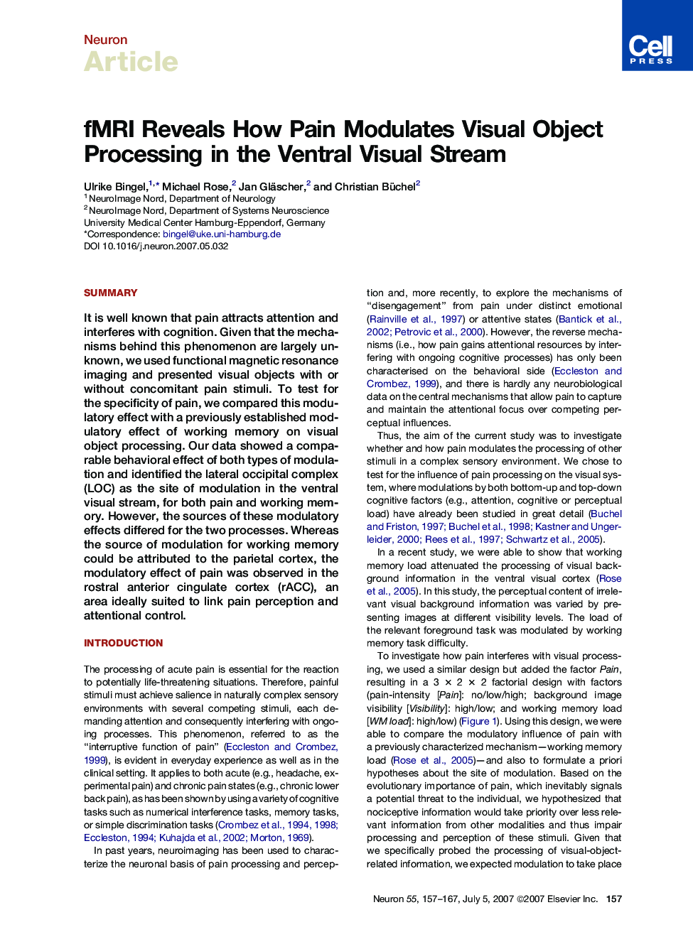 fMRI Reveals How Pain Modulates Visual Object Processing in the Ventral Visual Stream