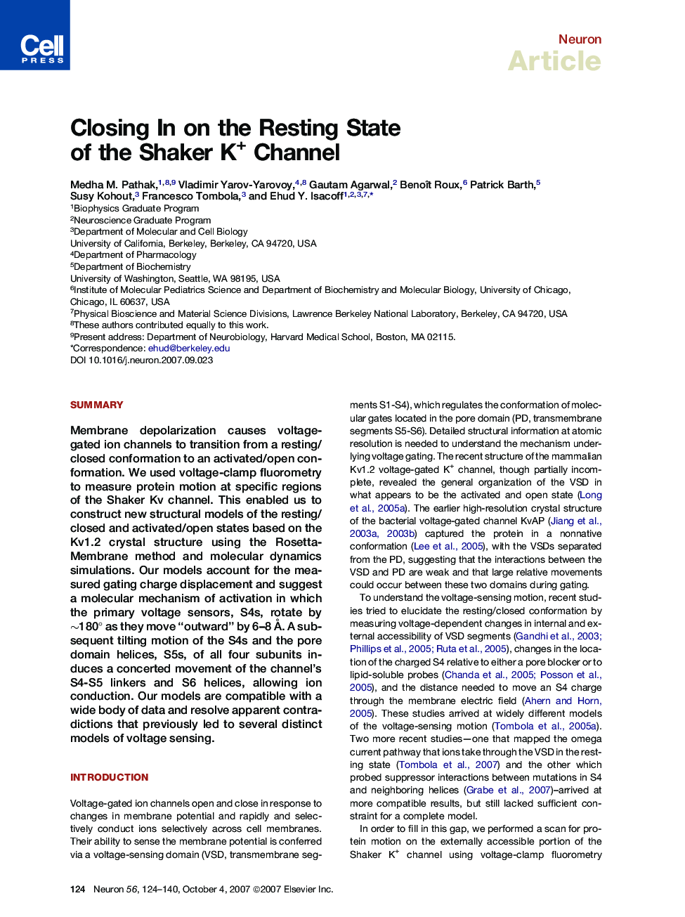 Closing In on the Resting State of the Shaker K+ Channel