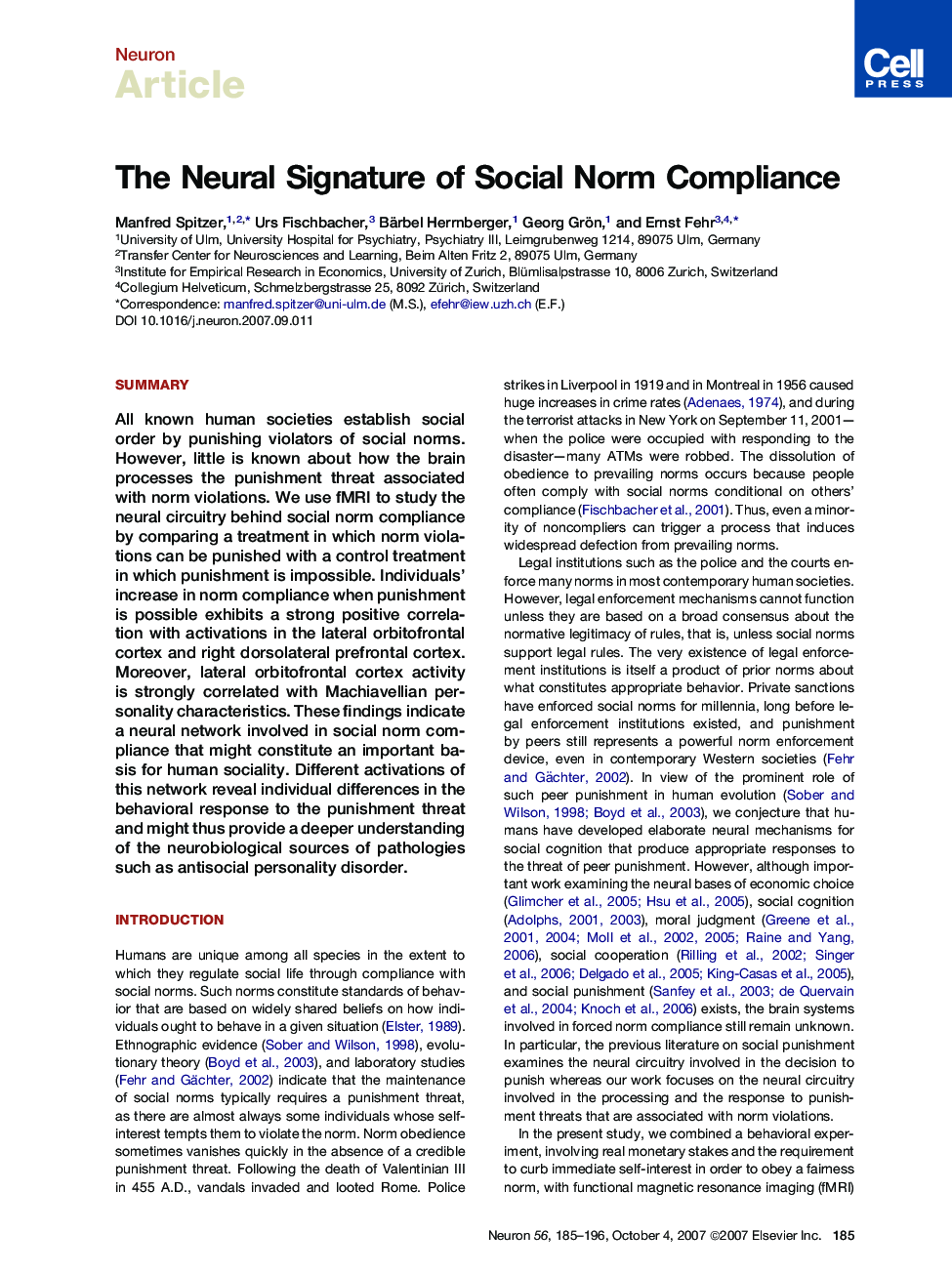 The Neural Signature of Social Norm Compliance