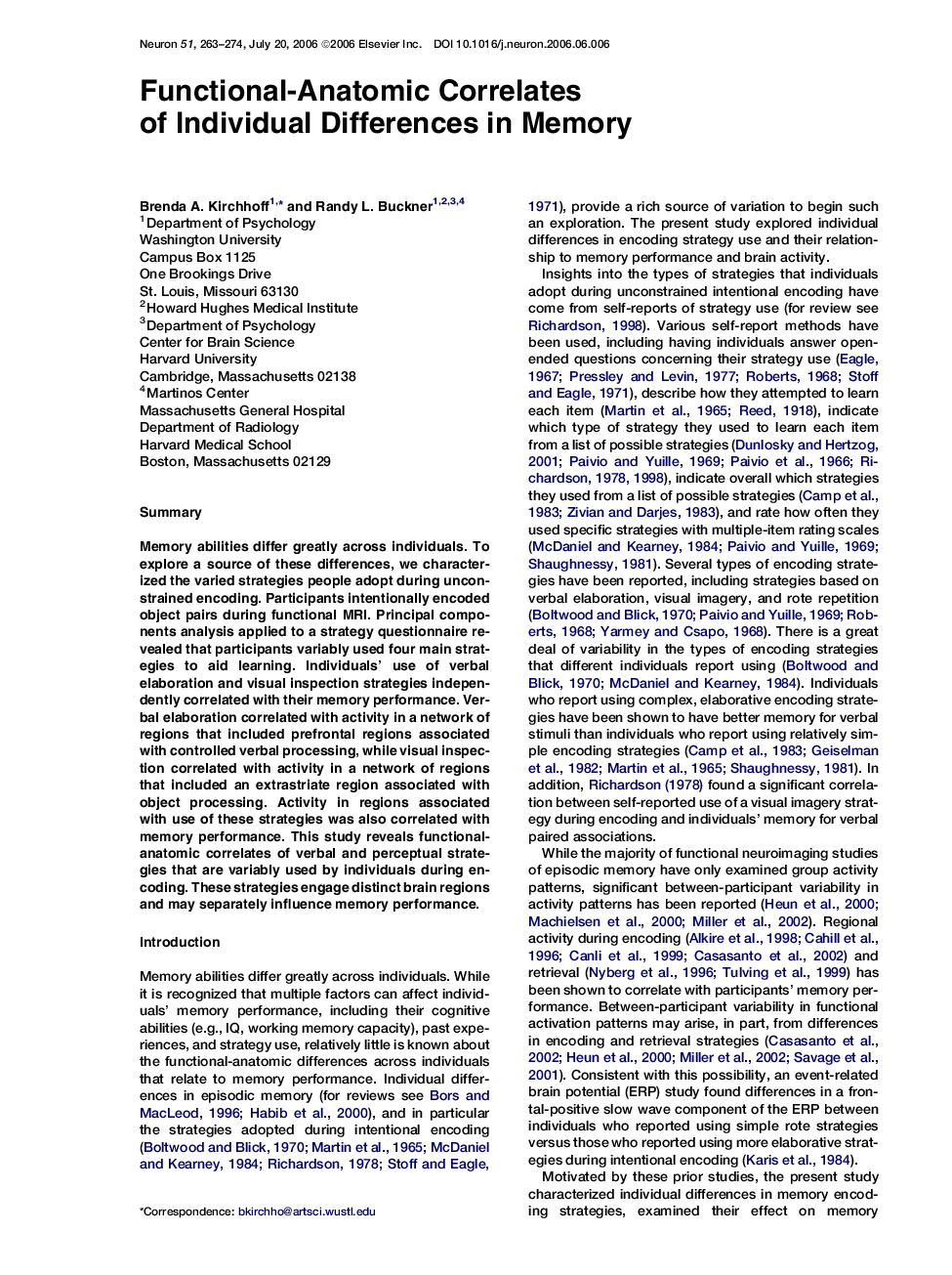 Functional-Anatomic Correlates of Individual Differences in Memory