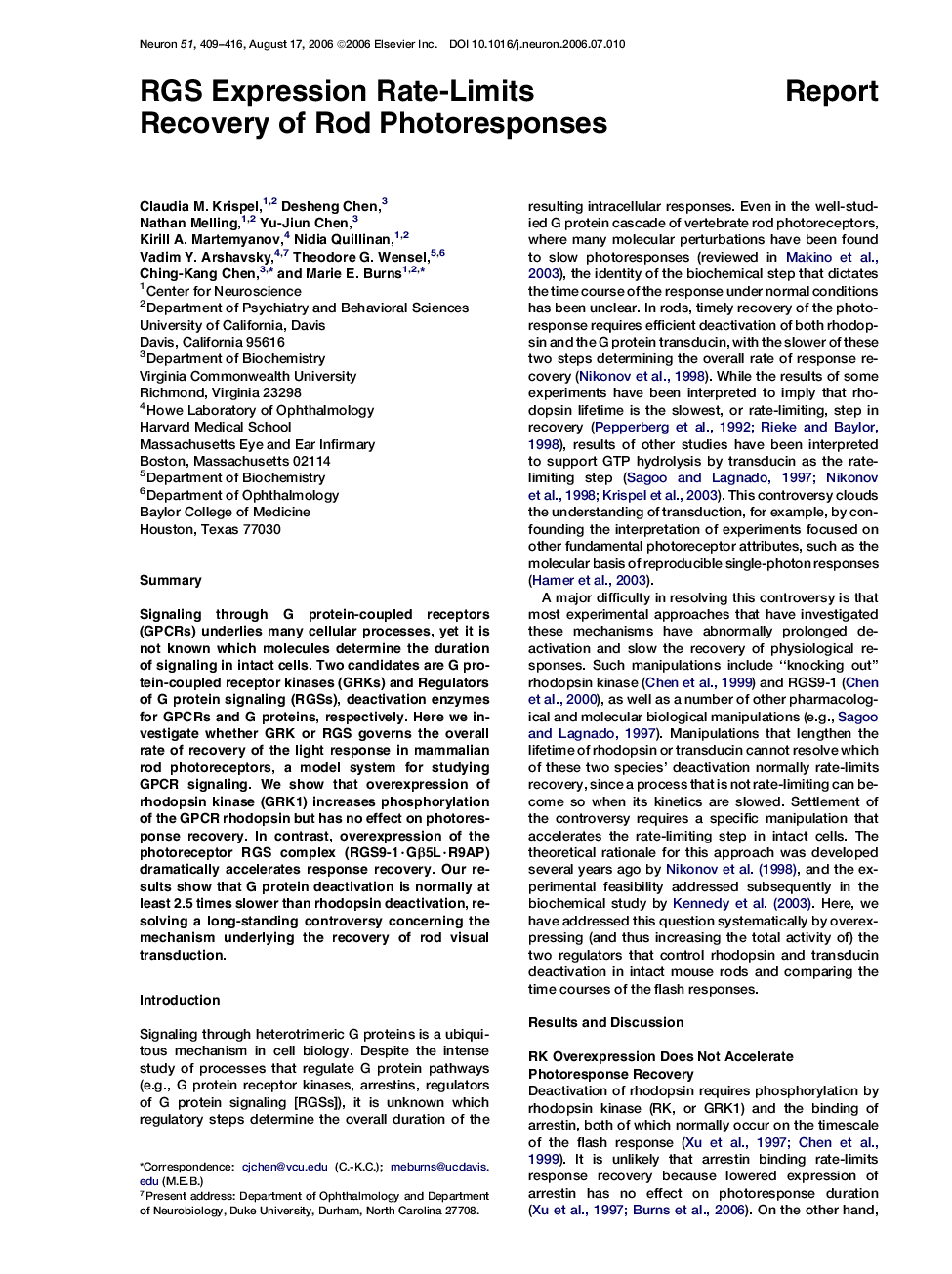 RGS Expression Rate-Limits Recovery of Rod Photoresponses