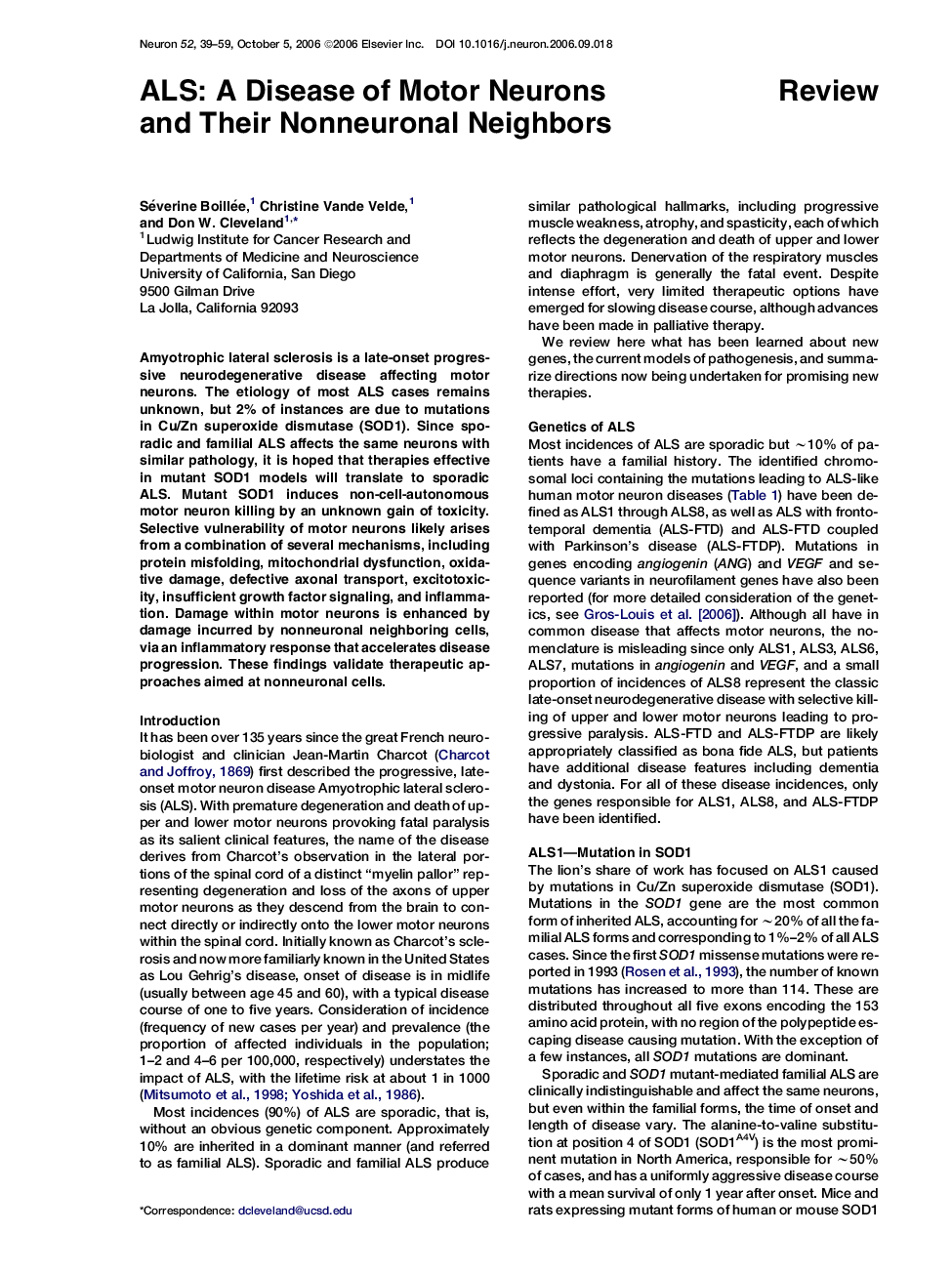 ALS: A Disease of Motor Neurons and Their Nonneuronal Neighbors