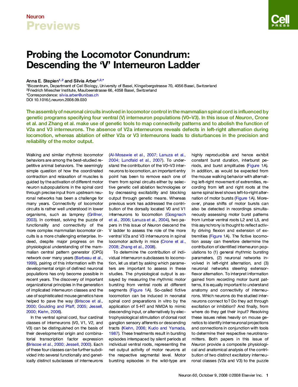 Probing the Locomotor Conundrum: Descending the ‘V’ Interneuron Ladder