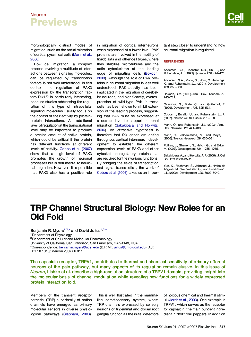 TRP Channel Structural Biology: New Roles for an Old Fold