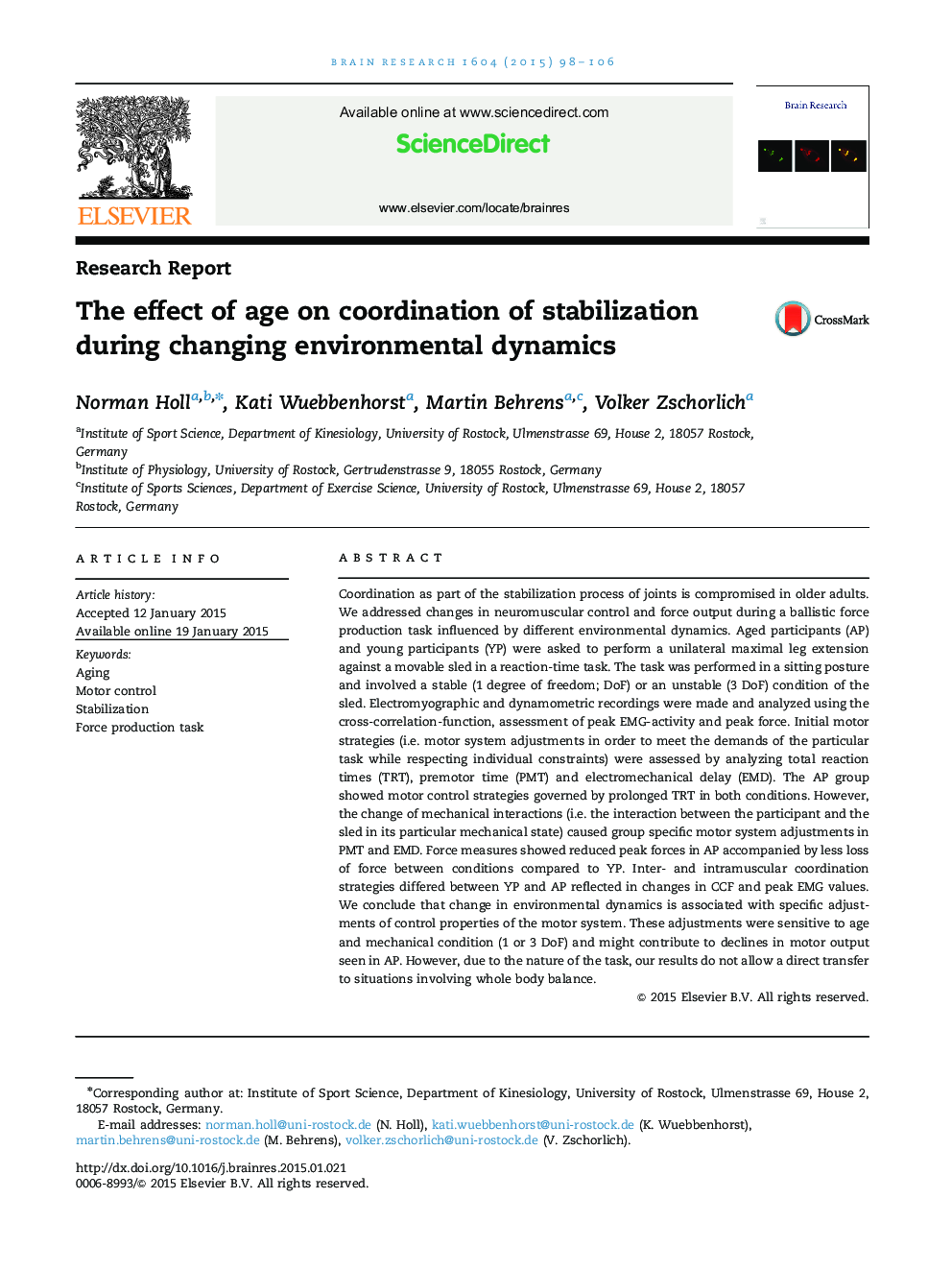 The effect of age on coordination of stabilization during changing environmental dynamics