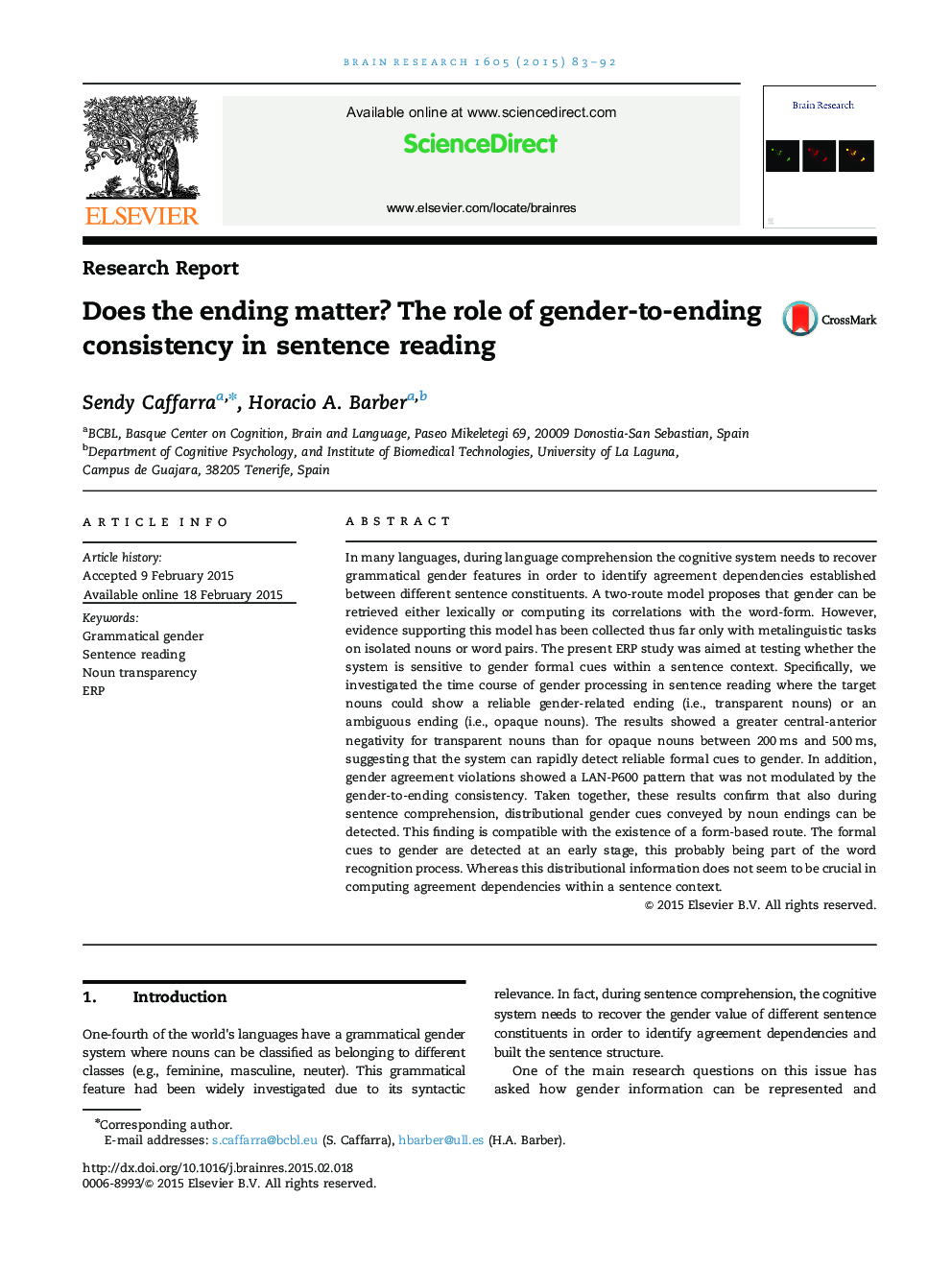 Does the ending matter? The role of gender-to-ending consistency in sentence reading
