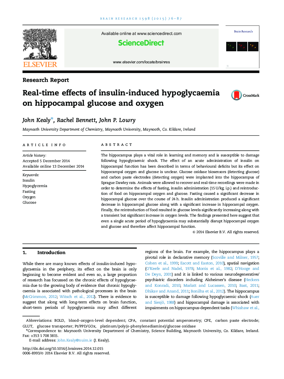Real-time effects of insulin-induced hypoglycaemia on hippocampal glucose and oxygen